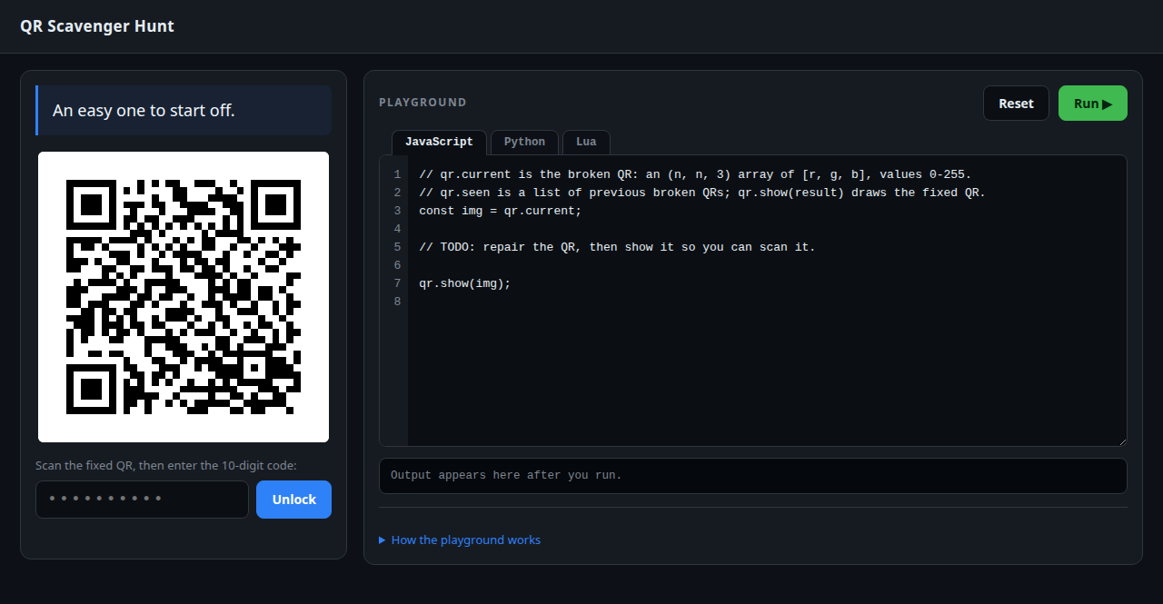 Screenshot of QR Scavenger Hunt